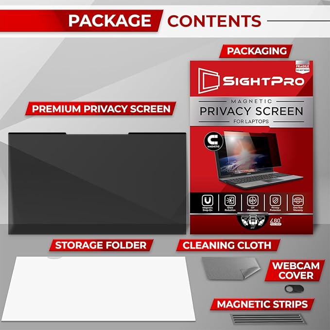 Magnetic Laptop Privacy Screen 16 Inch 16:10 - Removable Computer Privacy Filter Shield and Protector