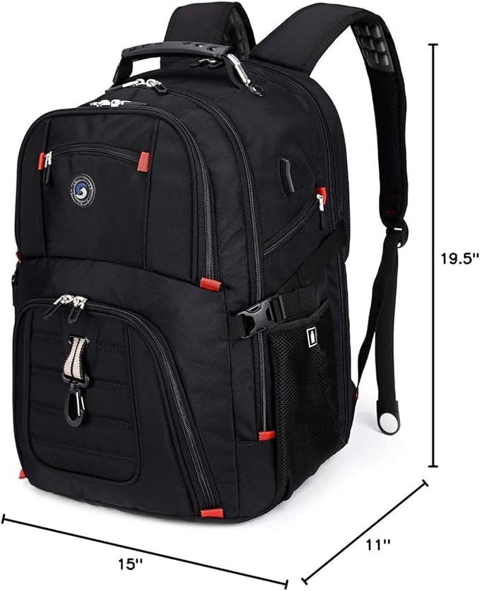 SHRRADOO Extra Large 50L Travel Laptop Backpack with USB Charging Port, College High School Backpack Airline Approved Business Work Bag Fits 17 Inch Computer for Men Women
