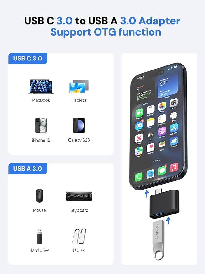 SD Card Reader, Dockteck USB 3.0 Card Reader to Micro SD Card Adapter, 5G SD Memory Card Reader, USB A - C Adapter, Dual-Slot Card Reader for UHS-I SD/Micro SD/SDHC/SDXC/MMC, Support OTG for Plug&Play