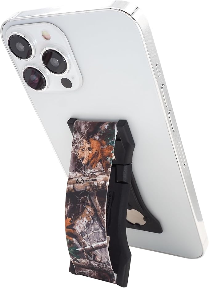 LOVEHANDLE PRO Premium Phone Grip - Silicone Phone Strap - Magnetic Phone Mount and Kickstand for Smartphone and Tablet - Realtree Edge Camo Silicone
