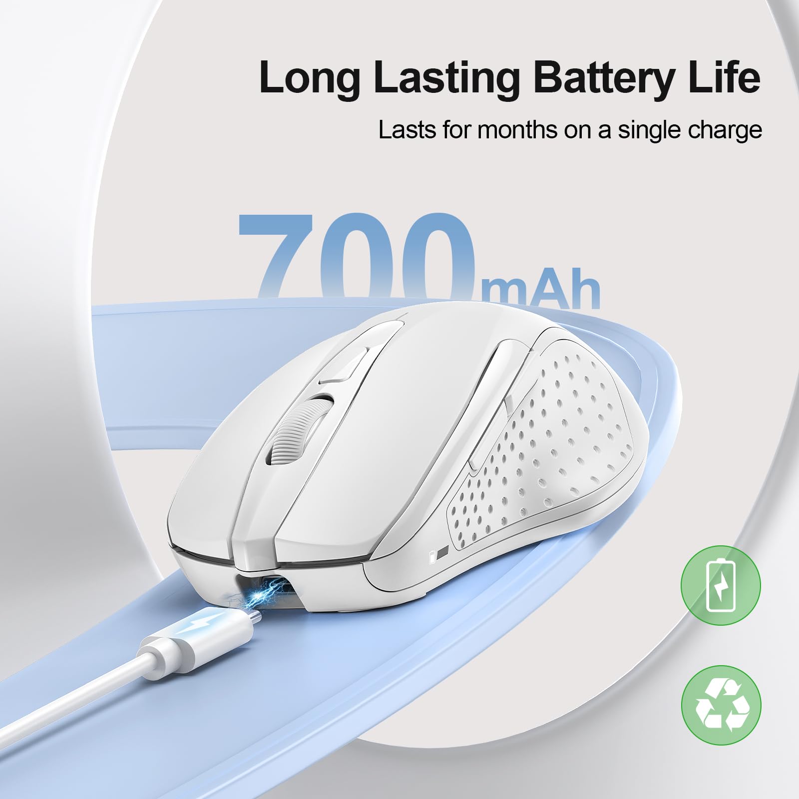 TECKNET Wireless Mouse Rechargeable, 2.4G Computer Mice with USB-A Receiver