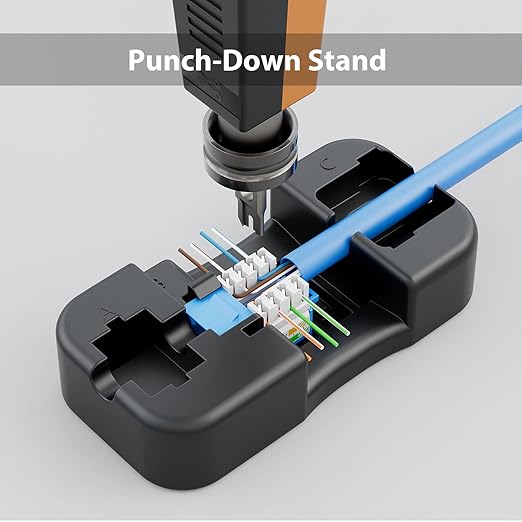 iwillink 10Gbps Cat6 Keystone Jack and Punch-Down Stand, 50-Pack, RJ45 Ethernet Keystone Jacks, 90-Degree UTP Modular Punch Down Keystone Jack Adapter, Blue