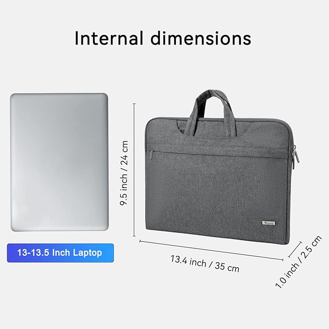 Voova Laptop Bag 13 14 Inch, Waterproof Computer Sleeve Carrying Case with Shoulder Straps & Handle Compatible with Macbook Air 13 M2/M3/M4, MacBook Pro 13/14, HP Dell Lenovo Chromebook 14, Grey