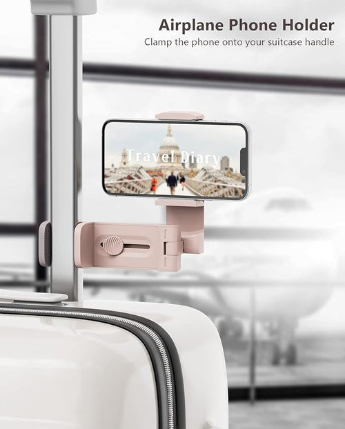 2PCS Airplane Phone Holder Mount, Plane Travel Essentials, Black & Pink