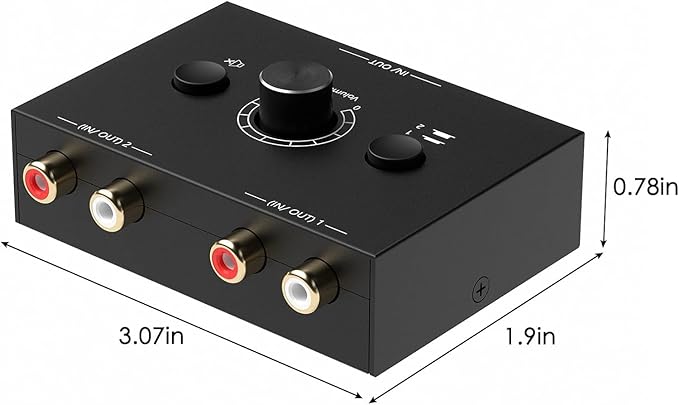 Y.D.F 2-Way Bi-Directional RCA Switch, HiFi AV L/R Sound Channel 1 in 2 Out or 2 in 1 Out, L/R Sound Channel Audio Switcher Splitter RCA Stereo Selector for DVD Stereo Speaker CD Player