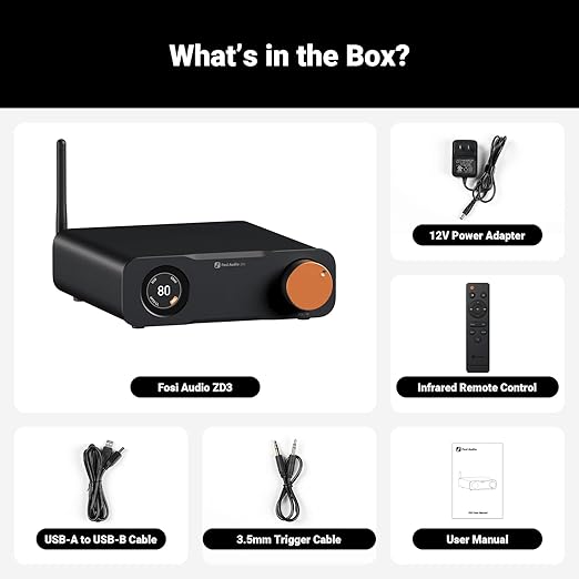 Fosi Audio ZD3 Desktop DAC Preamp, Fully Balanced Digital to Analog Audio Converter with ES9039Q2M for Home Stereo Amplifier, Bluetooth/USB/Optical/Coax/TV HDMI ARC Input, XLR/RCA Output with Remote
