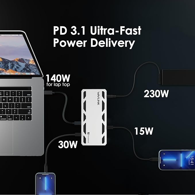 WAVLINK Thunderbolt 5 Docking Station, 12-in-1 Thunderbolt 5 Dock with 120Gbps Max Transfer, 140W PD, 2.5G Ethernet Port, 4X USB-A 3.2 Gen 2, SD 4.0, 8K Display for Thunderbolt 5/4 Laptops
