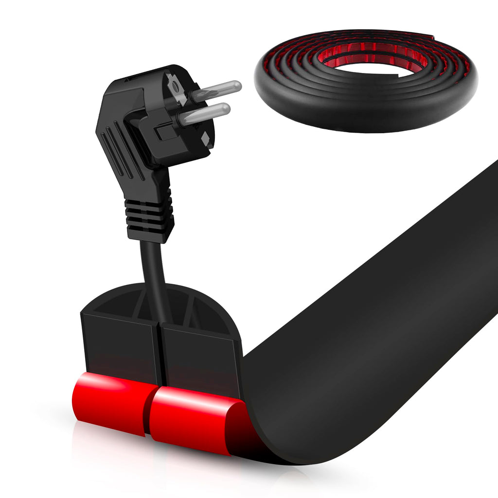 Floor Cord Cover Self Adhesive Cord Hider,10FT Cable Management, Extension Strip Protector for Wires, Prevent Cable Trips for Offices, Gyms, Exhibitions Cavity:0.39"(W) x 0.27"(H) Black