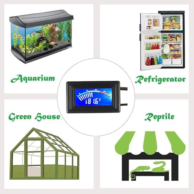 KEYNICE Digital Thermometer, Aquarium Thermometer, Digital Temperature Gauge, Temperature Monitor with Sensor, USB Power Supply, ℉ and ℃ Switchable, LCD Display, USB Thermometer Indoor Outdoor
