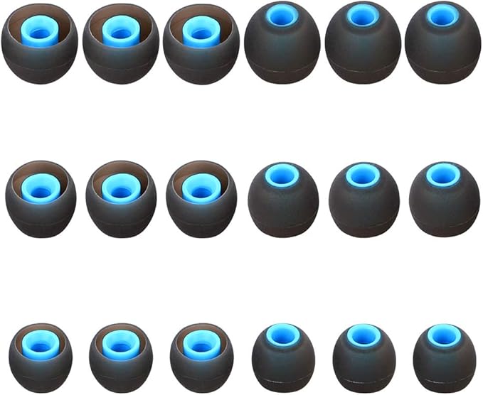 Earbuds Replacement Tips Silicone Earbud Tips Ear Gels Fit for Inner Hole from 3.8mm - 5.1mm Earphones 9 Pairs S/M/L Black-Blue
