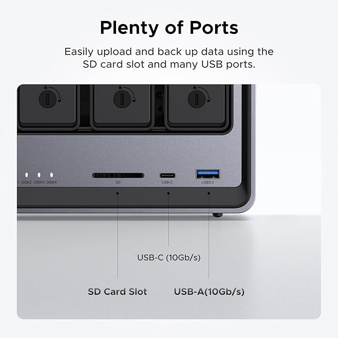 UGREEN NASync DXP4800 4-Bay Desktop NAS, Intel N100 Quad-core CPU, 8GB DDR5 RAM, 32G eMMC, 2X 2.5GbE, 2X M.2 NVMe Slots, 4K HDMI, Network Attached Storage (Diskless)