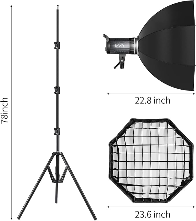 Bi-Color LED Video Light, GVM 200W Photography Lighting with Bowens Mount, Continuous LED Lighting Dimmable 3200K-5600K, CRI97+, APP Control System, YouTube, Portrait Studio Lighting Kit with Softbox