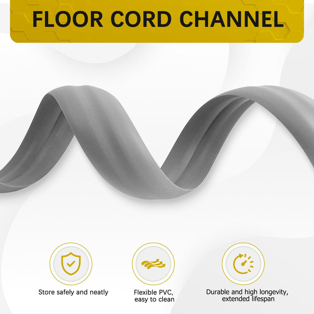JAHOMFAI Floor Cord Cover 3.3FT Cord Covers for Wires on Floor Protect Wires & Prevent Trip Hazards, Easy to Cut for Home, Office, School, Concerts, Cavity W0.6in x H0.32in