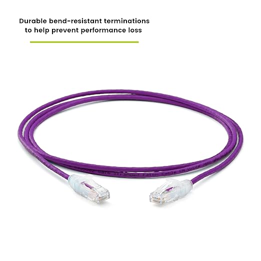 TRUECABLE Cat6 Component Rated Patch Cable, Unshielded (U/UTP), 5ft, Purple, 28AWG Solid Copper, Snagless 10G High-Speed Ethernet Cable, PoE++ 4PPoE 100W, UL Listed, RoHS-3, 5 Pack