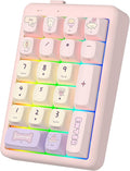 NumberPad,21Keys HotSwappable Numpad,Bluetooth5.0/2.4G/Type-C Wireless Numeric Keypad,Rechargeable Number keypad,RGB Gasket Structure Mechanical Keyboard with PBT Keycap for PC Laptop Notebook