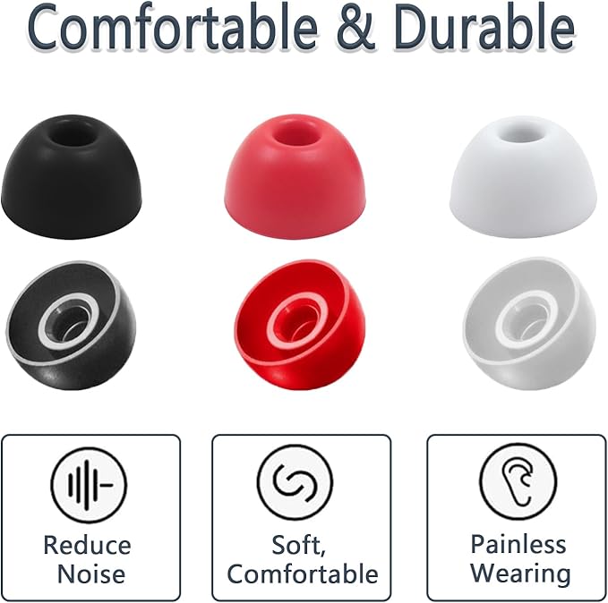 Replacement Silicone Ear Tips for Beats Fit Pro/Studio Buds/Studio Buds+ Headphone, 6 Pairs Earbuds Eartips L/M/S, Eargels Set Fit in Case, Earplug Ear Cap, Ear Buds Accessories-Black