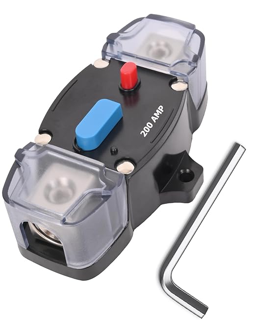 200 Amp Circuit Breaker 12-48 Volt DC 200A Self Recovery Resettable High Amp Circuit Breaker with Manual Reset Button for Automotive RV Marine Boat Car Audio and Amps Protection