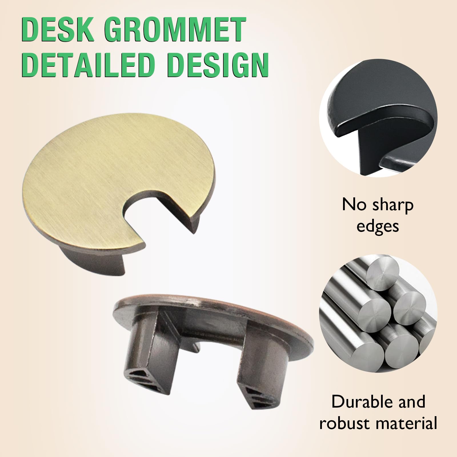 EASYEAH 1 Pcs Desk Grommet 1-3/8" / 35 mm, Zinc Alloy Desk Cord Hole Cover