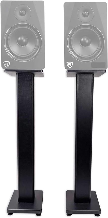 Rockville Pair RHTSB 36 Inch Bookshelf Speaker Stands, High-Performance Wood, Cable Management, Dual Platform Sizes, for Home Theater and Studio Monitors