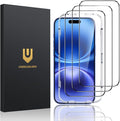 UNBREAKcable 3-Pack Screen Protector for iPhone 16/15, Shatterproof Tempered Glass [Easy Installation Frame] [99.99% HD Clear] [Case Friendly] [9H Hardness] [Full Coverage] for Apple 6.1 inch