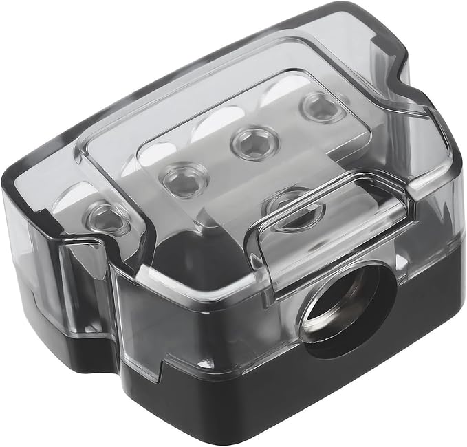 BOJACK 4 Way Power Distribution Connecting Block 1x0/2/4 Gauge Input 2x4/8 Gauge Output Power Distribution Block for Car Amplifier Audio Splitter