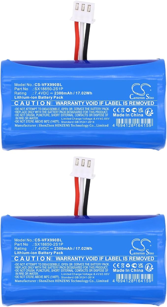 Cameron Sino (2PCS) Replacement for Ver'ifone X970 X990 Battery,fits SX18650-2S1P 2300mAh/7.4V