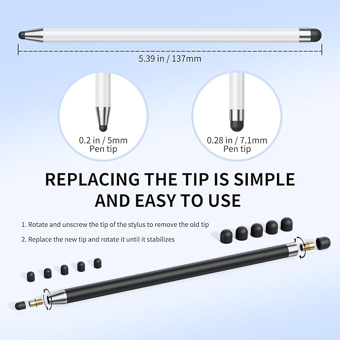 Stylus (10Pcs), Stylus Pen for Touchscreen, High Precision and Sensitivity Stylus Pen for iPad/iPhone/Samsung/Android Smartphone and Tablets, Compatible with All Capacitive Touch Screen (White)