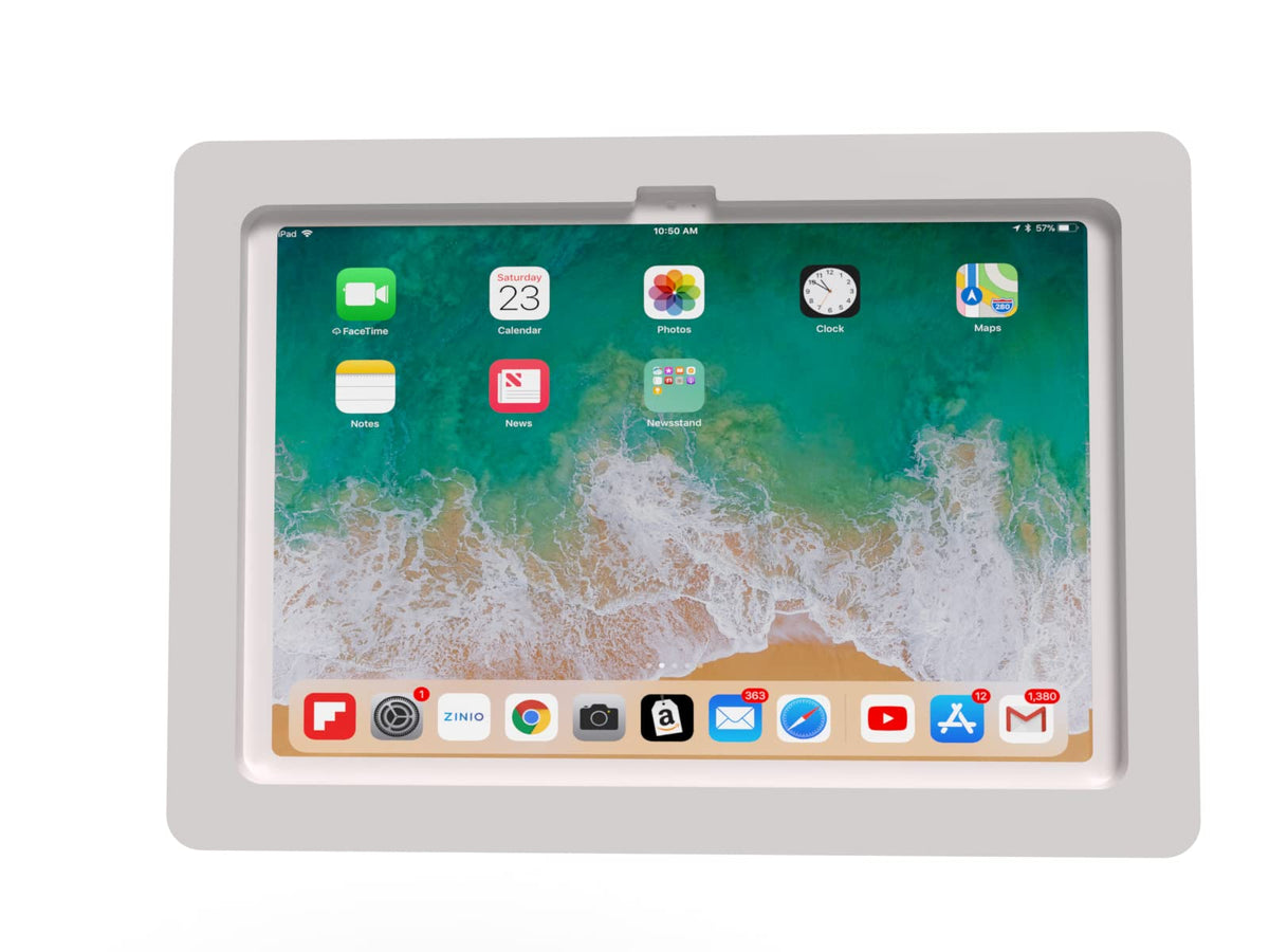 TABcare Anti-Theft Acrylic VESA Enclosure for Apple iPad mini 4/5 8" with Free Wall Mount Kit & 90-Degree Angle Charge Cable (iPad mini 4/5 8", White)