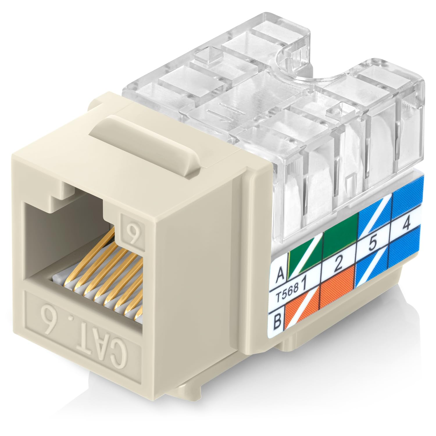 Everest 90 Degree RJ45 Cat6 Keystone Jacks Slim Profile 50-Pack Ivory