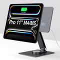 GEWOKLIY Magnetic iPad Pro M4&M5 11-inch Stand with Wireless Charging 18W, 360° Rotating Aluminum Tablet Holder for iPad Pro M4/M5 11-inch, Adjustable Desk Mount Series (M4/M5-11inch)