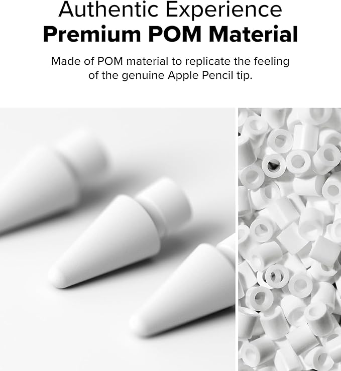 Ringke Apple Pencil Tips [3 Pack/Replacement for All Generations] Compatible with Apple Pencil Pro, 1st, 2nd Gen, USB-C Accessories, Chunky & Solid Feel Nib - 2B (Matte Light Gray)