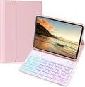 Keyboard Case for Galaxy Tab A9+/A9 Plus 11 Inch 2023, Slim Lightweight 7 Color Rainbow Backlight Detachable Magnetic Bluetooth Keyboard Cover with S Pen Holder,Pink