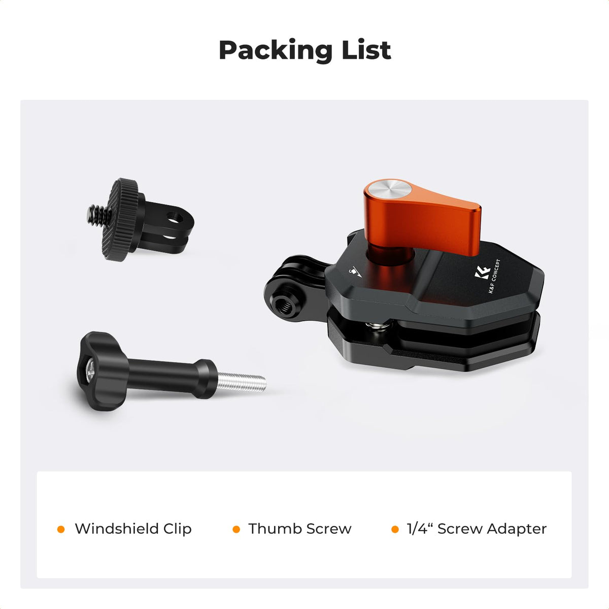 K&F CONCEPT Motorcycle Windshield Clip Mount for GoPro Hero 13/12/11 Black