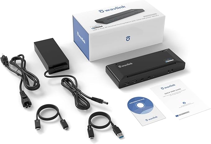 WAVLINK DisplayLink Laptop Docking Station Dual 4K@60Hz(2 HDMI+2DP), 100W PD Charging Compatible with Thunderbolt 4/3, USB-C/A - M1 M2 M3 M4 Mac, Windows, Chrome, 6 USB Ports, LAN - Driver Required