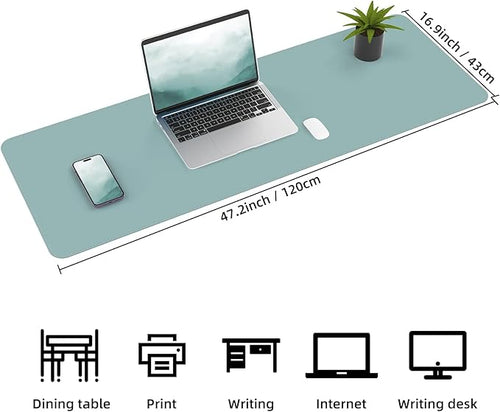 AFIING Leather Desk pad Protector, Light Blue, 35.4" x 17"