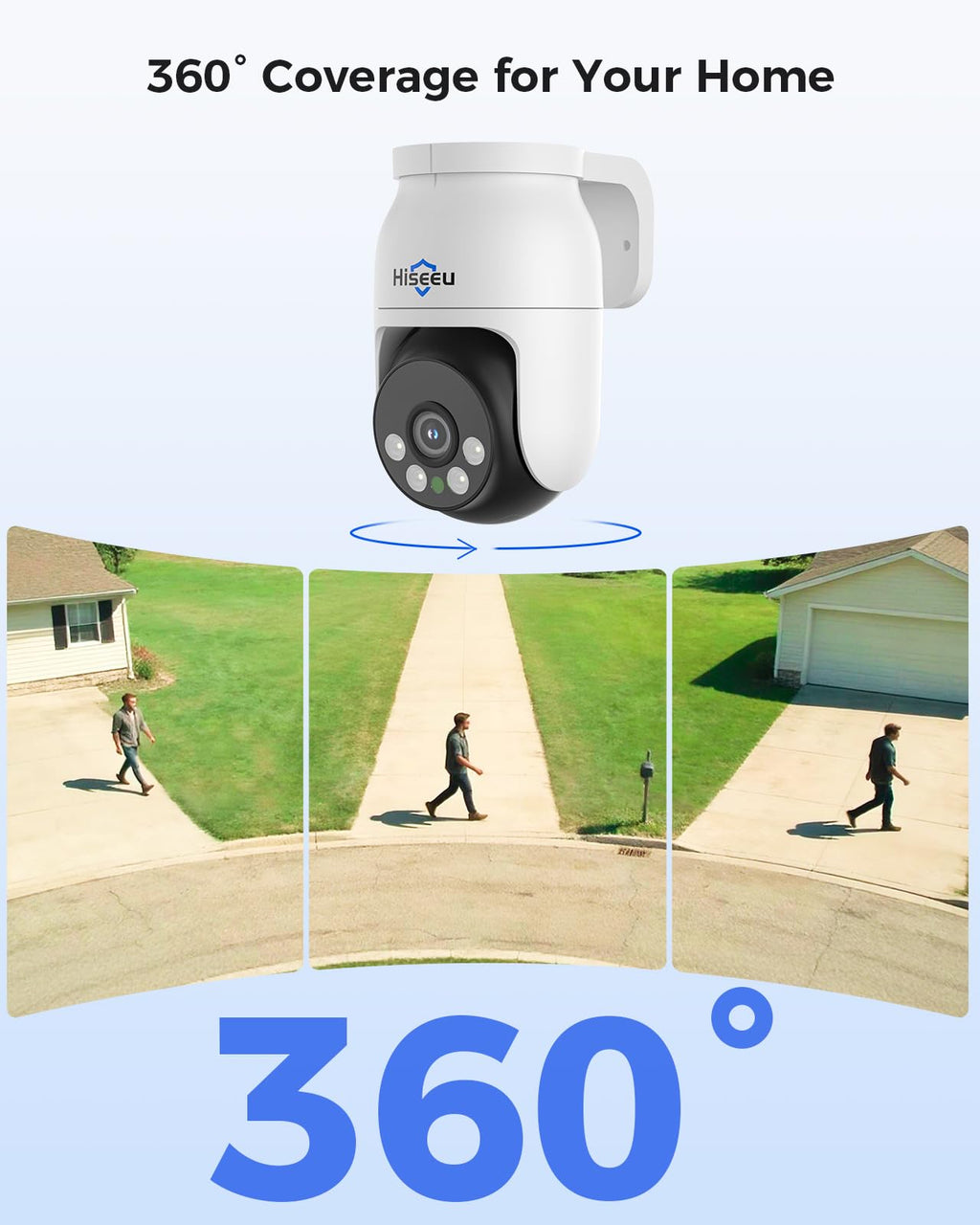 Hiseeu 3K Outdoor Wired Security Camera System with 8CH 5MP DVR,8 x 5MP PTZ CCTV Cameras,360°Coverage,Smart Dual Light & Audio,Person/Vehicle Detection,3TB HDD,100ft Night Vision,24/7 Recording