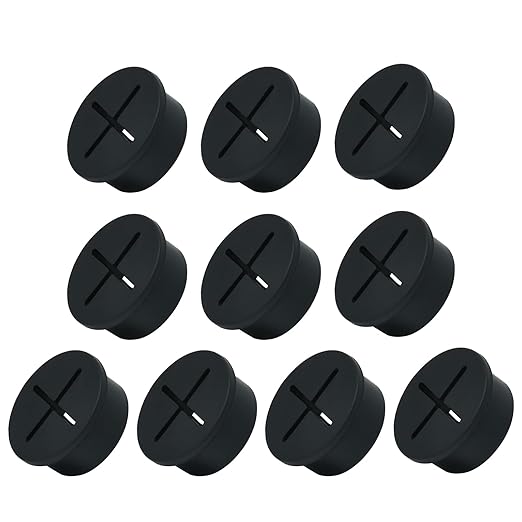 EASYEAH 10Pcs Desk Grommet, 1" (25mm) Black Silicone Cord Hole Cover