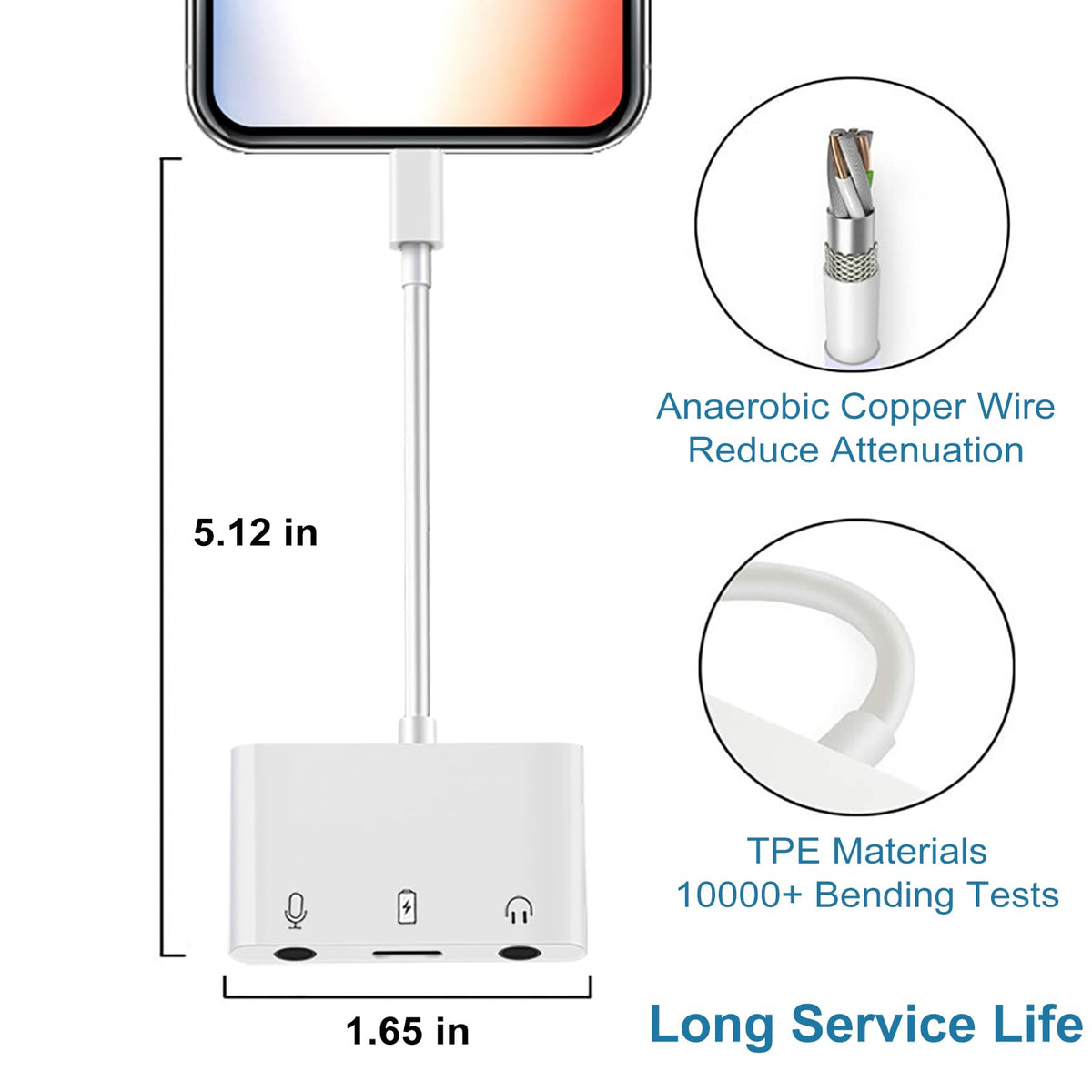 USB C to Microphone Adapter USB-C to 3.5mm Audio Adapter for Live-Streaming