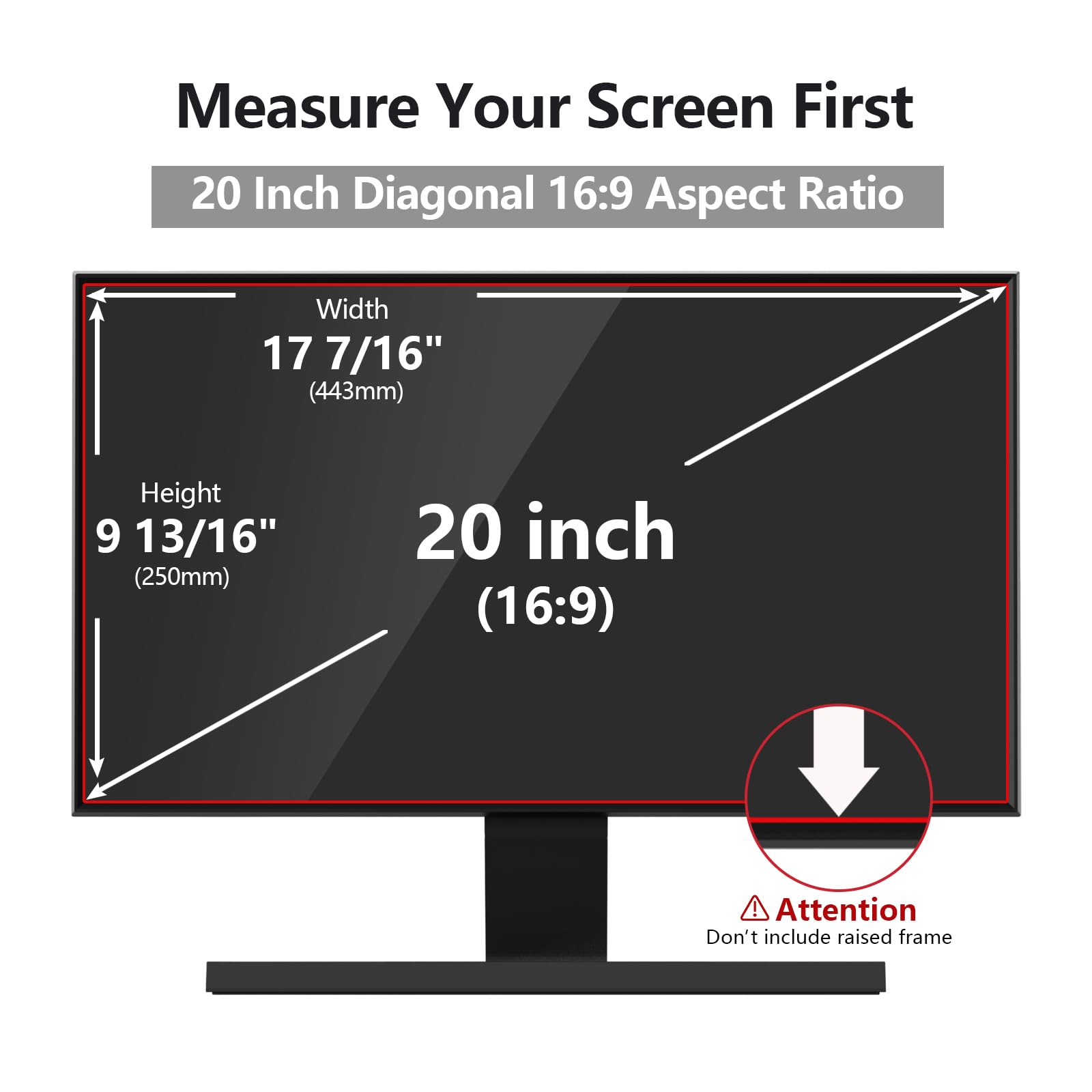 RedANGEL 20-Inch Computer Privacy Screen for 16:9 Monitor