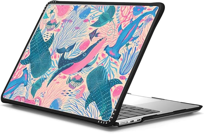 CASETiFY Impact MacBook Air 13.6" (M2-M5) Case [Cushioned Impact Corners/Scratch-Resistant/Anti-Slip Grip] - Under The Sea - Clear Black