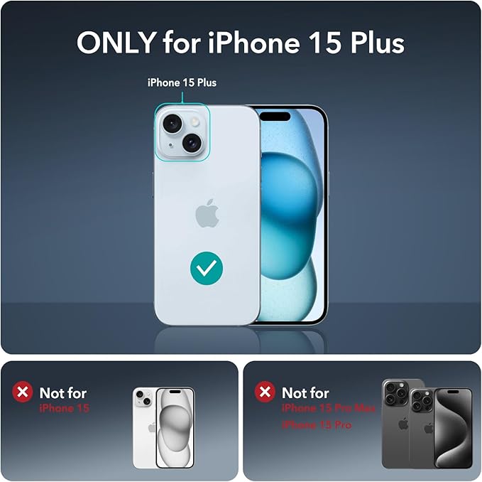 ESR 3+2 Pack for iPhone 15 Plus Screen Protector, [9H Hardness] [Military Grade Shatterproof] Full Coverage Ultra-tough Tempered Glass Film with Flawless Fit Tray, 2 Set of Camera Lens Protector