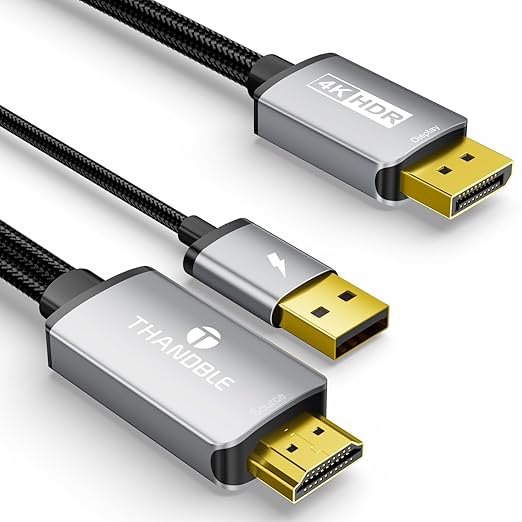 Active HDMI to DisplayPort Cable 3FT, 4K 60Hz 1080p 120Hz, Unidirectional HDMI Source to DP Monitor Display Port Cable Compatible for PC, Laptop, Computer, NVIDIA, AMD, PS5/4, Xbox