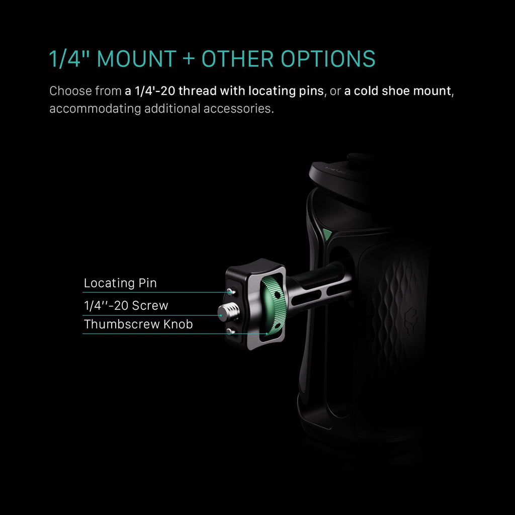 Tilta Xeno Side Handle for Filmmakers & Cameras - Titanium Gray | Secure Connection & Helps Prevent Rotation | Adjustable Height | Textured Silicone Grip | Easy Assembly (1/4″-20 w/Locating Pins)
