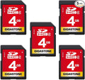 GIGASTONE 4GB SD Card 5 Pack SDHC Class 4 Memory Card for Photo Video Music Voice File DSLR Camera DSC Camcorder Recorder Playback PC Mac POS 5pcs in Pack (Pack of 5), with 5 mini Cases