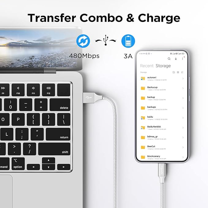 etguuds 6ft USB A to USB C Cable 3A Fast Charging, 2-Pack USB A to USB Type C Charger Cord for iPhone 16 15 Pro/Pro Max/Plus, for Samsung Galaxy S24 S23 S22 S21 S20 S10 A55 A54 Flip Note, Moto, White