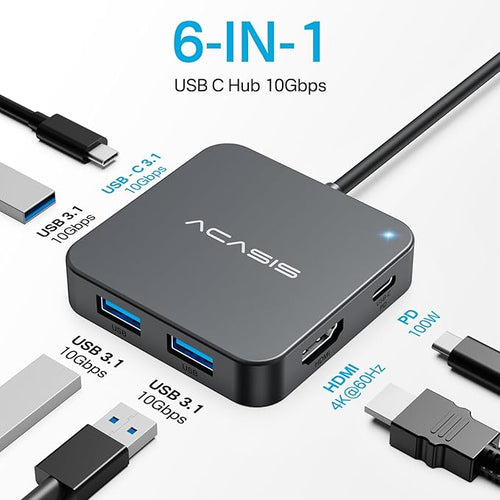 ACASIS USB C Hub 10Gbps, USB C to 4K 60Hz HDMI Adapter for Laptop/MacBook