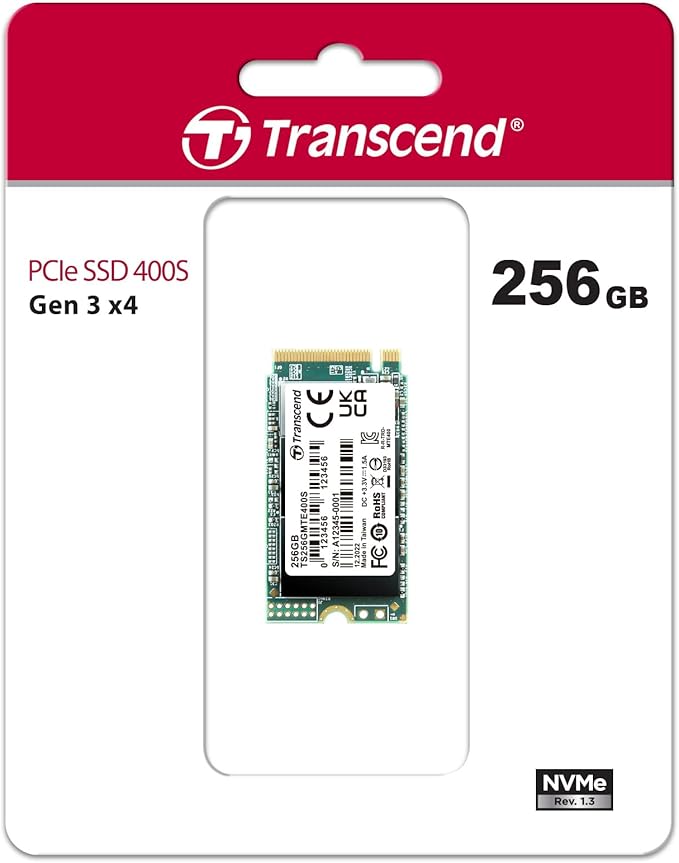 Transcend 256GB MTE400S M.2 2242 PCIe Gen3x4 SSD, Compatible with Ultra-Thin Laptops, Dram-Less Low Power, Up to 2000MB/s, TLC - TS256GMTE400S
