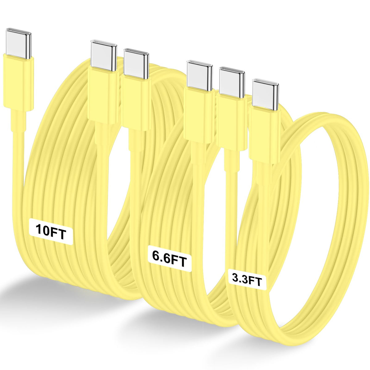LOFPYE 3-Pack 10FT 60W USB C to USB C Cable, Type C to Type C Cable,Fast Charging Cable for iPhone 16 15 Pro Plus Pro Max，for Galaxy S24 S23, for iPad Pro/Air, for MacBook Pro/Air and More