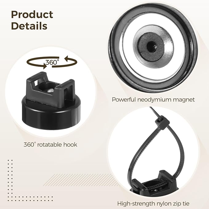 Magnetic Cable Zip Tie Mounts, 25 Pcs Magnets with 100 Pcs Cable Zip Ties, Multipurpose Magnetic Cables Holder for Cables Management, Wire Management Bases
