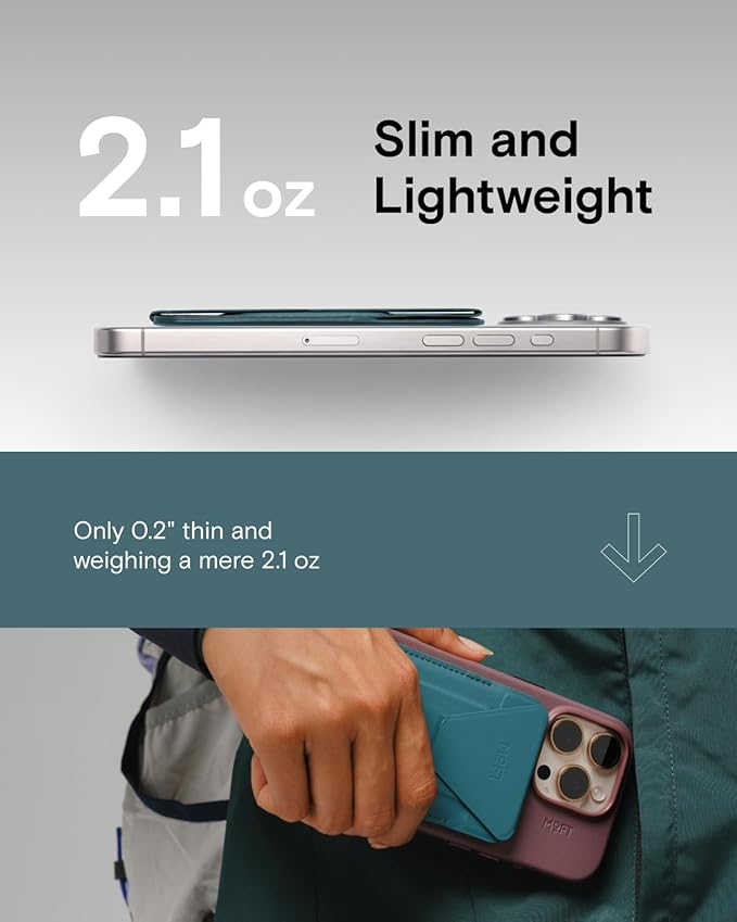 MOFT Magnetic Wallet Stand Compatible with iPhone 16/15/14/13/12 Series, Angle Adjustment & Magsafe Compatible MOVAS Phone Stand,Jungle